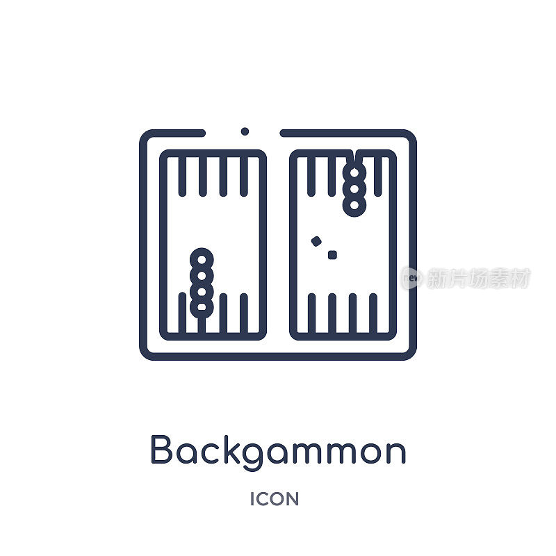 Linear backgammon icon from Gaming outline collection. Thin line backgammon icon isolated on white background. backgammon trendy illustration
